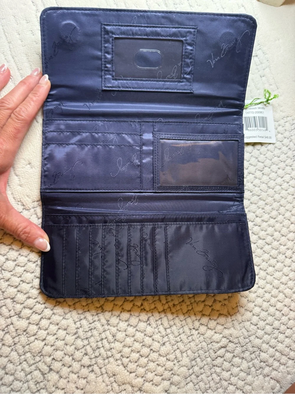 Navy Patterned Quilted Wallet Vera Bradley